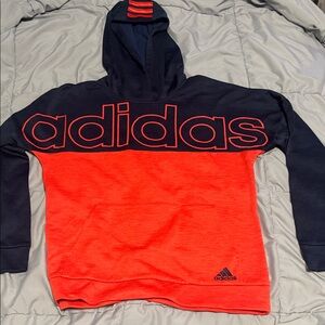 Adidas Kids Bold Orange and Navy Hoodie